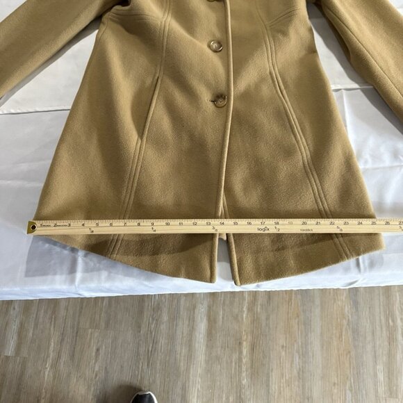 Anne Klein Womens Wool Blend Camel Coat With Button Closure Size L - Picture 15 of 16